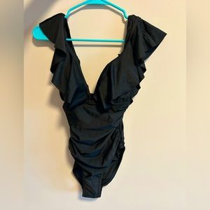 JCrew woman’s one piece black bathing suit